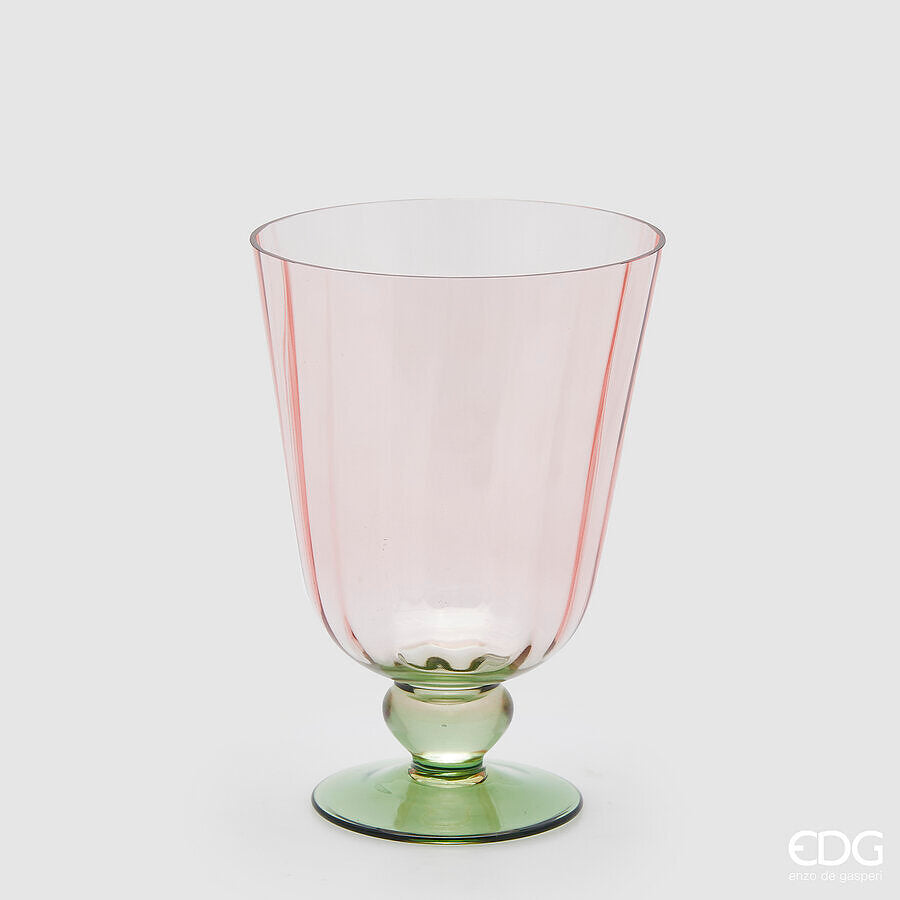 edg enzo de gasperi vaso righe coppa con piede h 21 cm d 15 cm green pink ean 8059824486080