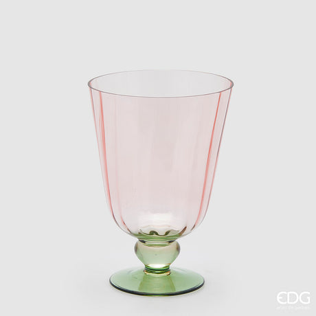 edg enzo de gasperi vaso righe coppa con piede h 21 cm d 15 cm green pink ean 8059824486080