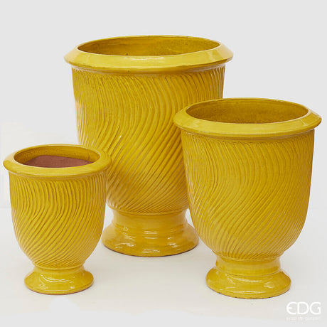 edg enzo de gasperi set 3 pz vaso atlas onde coppa h 67 cm h 52 cm h 37 cm yellow waterproof ean 8059824486493