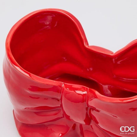 EDG Enzo De Gasperi Vase Nœud Rouge H.21 Céramique Décoration Noël