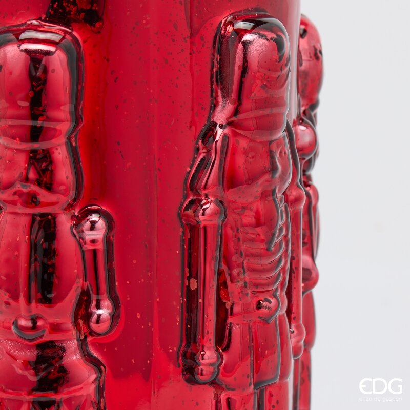 EDG Enzo De Gasperi Vase Soldatino Cylindre Rouge H25 Ø15 cm – Décoration de Noël