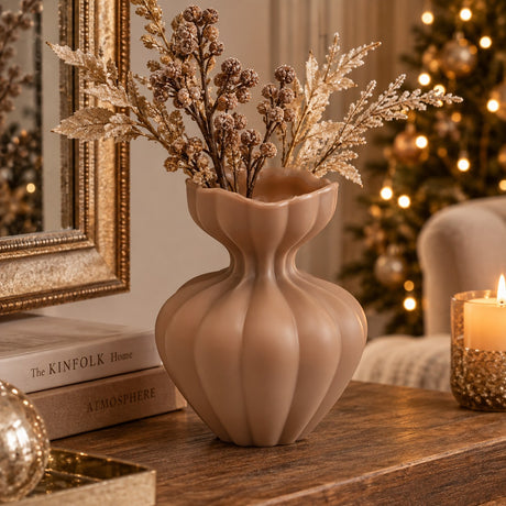 EDG Enzo De Gasperi Vase Flow Sinueux H19 Ø15 cm Marron Clair – Vase Décoratif