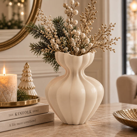 EDG Enzo De Gasperi Vase Flow Sinueux H25 cm Ivoire en Verre – Vase Décoratif