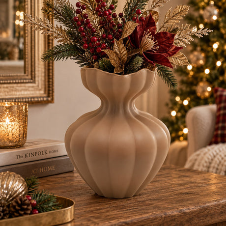 EDG Enzo De Gasperi Vase Flow Sinueux H25 cm Marron Clair en Verre – Vase Décoratif
