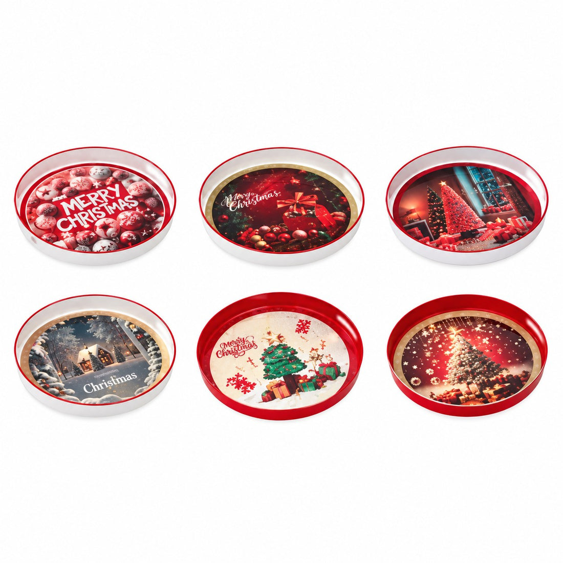 Plateau Rond Noël Ad Trend en Plastique Assortis Ø33xH4 cm 1 Pcs – Accessoire Décoratif pour la Table de Noël