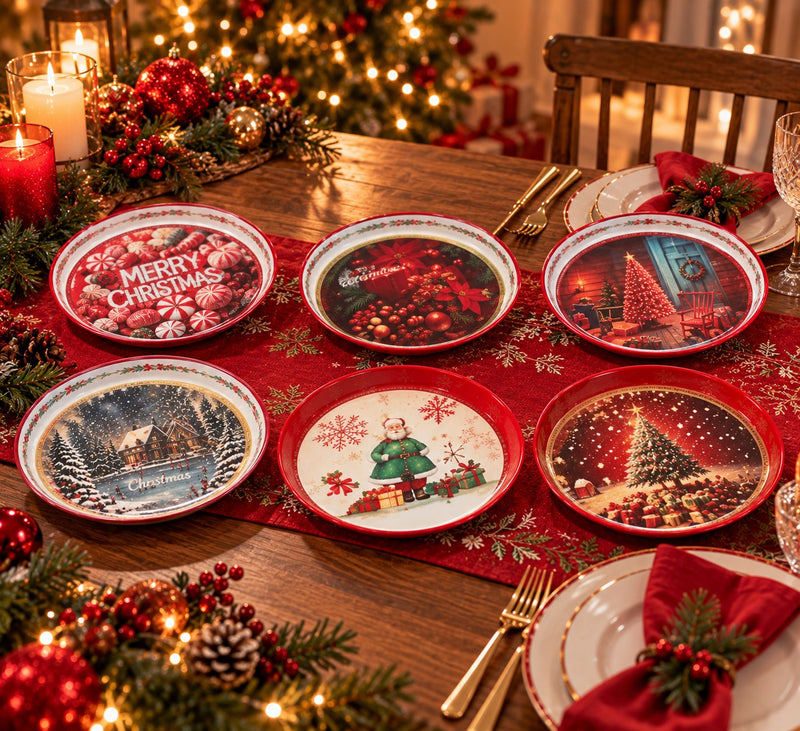 Plateau Rond Noël Ad Trend en Plastique Assortis Ø33xH4 cm 1 Pcs – Accessoire Décoratif pour la Table de Noël