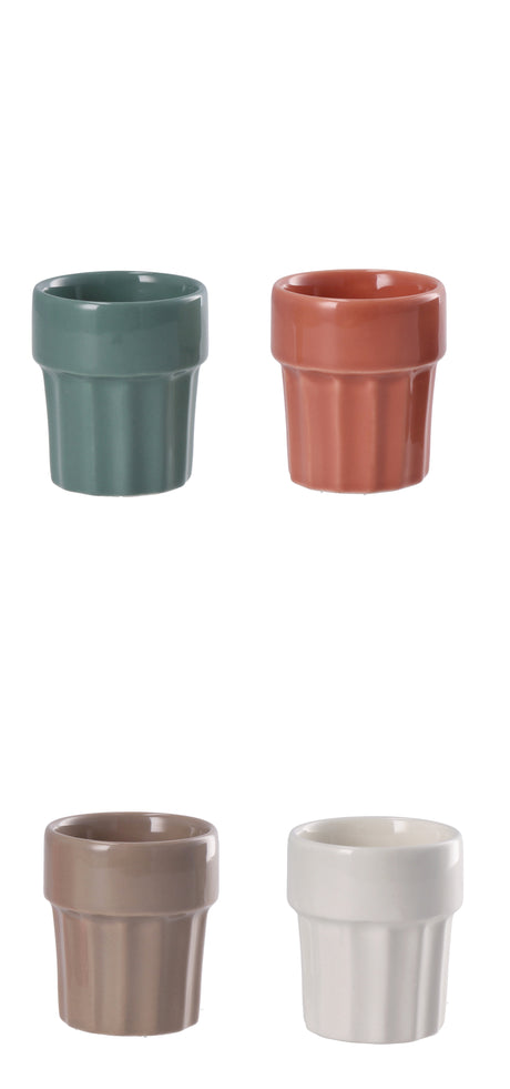 regalo italiano regalo italiano bicchierino righe coen ceramica ass 95 cl bianco grigio rosso salvia 1 pz ean 8057586128651