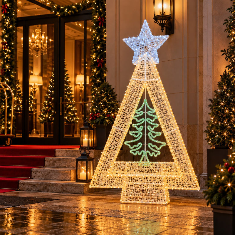 Sapin de Noël Lumineux Ad Trend 1482 LED pour Extérieur 130x130xH205 cm – Décoration de Noël