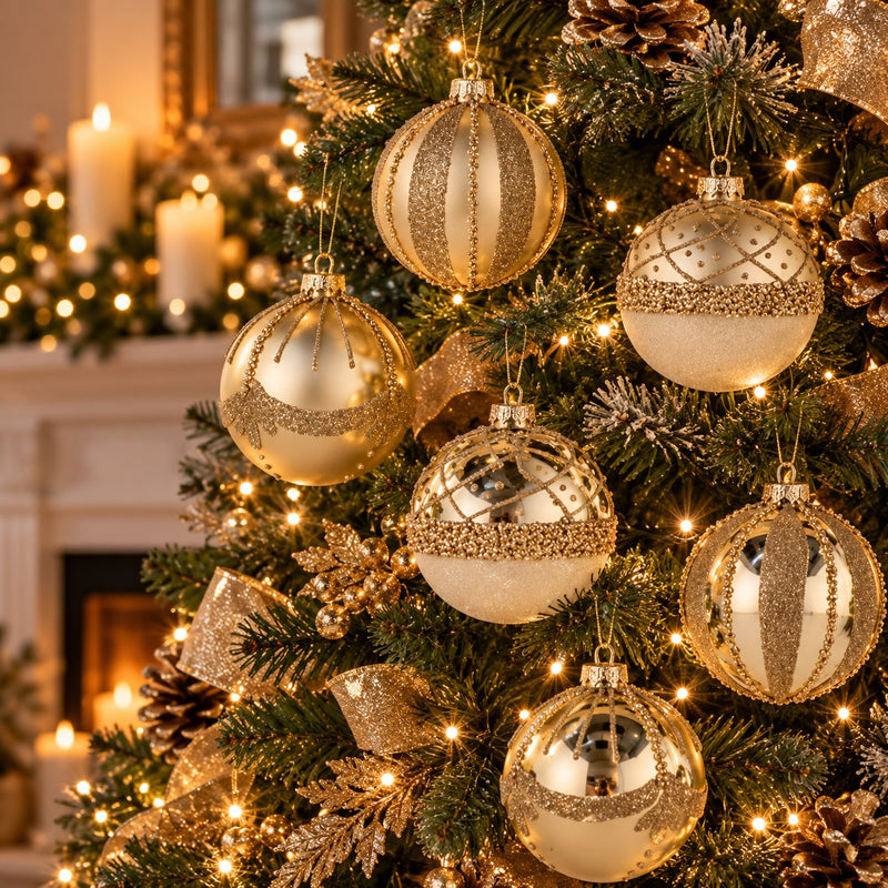 Ad Trend Boule de Noël en Verre Or Ø8 cm Assortie 1 Pcs – Décoration de Noël