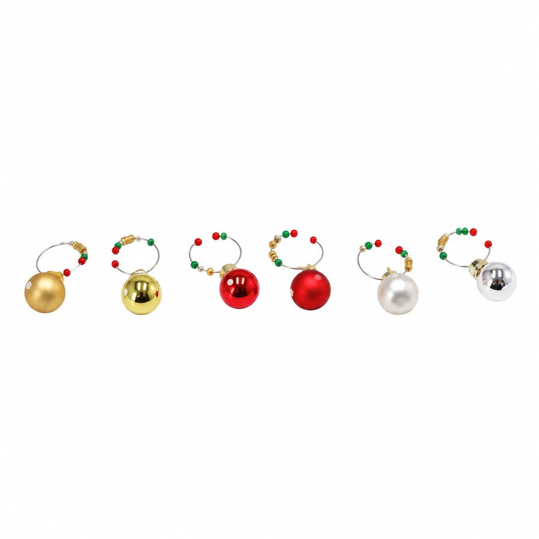 Ad Trend Set 6 Marque-Verres de Noël en Verre en Forme de Boules de Noël Assortis 1 Emballage – Accessoires Décoratifs pour la Table de Noël