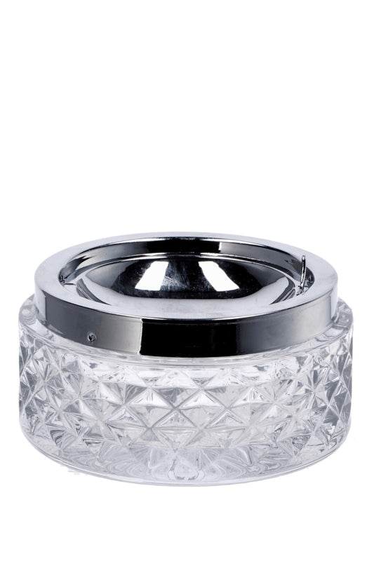 Ad Trend Cendrier à Ressort en Verre et Métal Diam. 12 cm H 6 cm