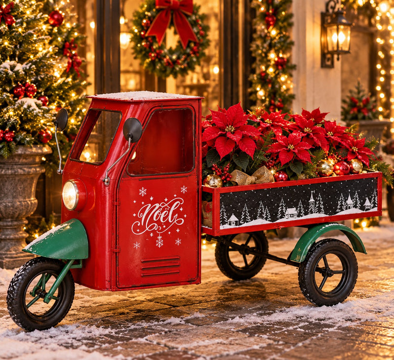 Ad Trend Jardinière Apecar Noël en Fer Naturel 155x74xH94 cm – Décoration de Noël