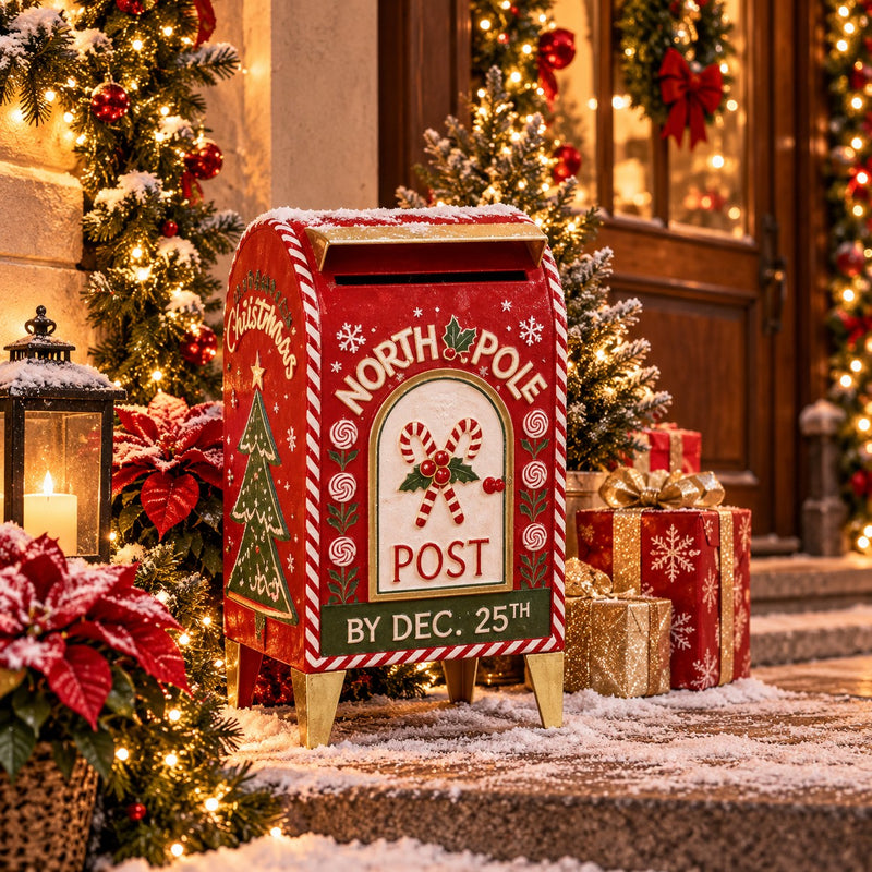 Ad Trend Boîte aux Lettres Décoratives de Noël en Fer 21x17xH36 cm – Décoration de Noël