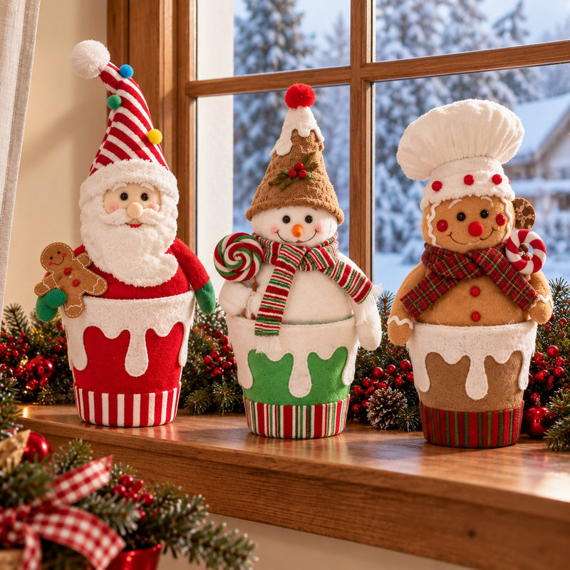 Ad Trend Décoration de Noël en Tissu Assortie 18x14xH35 cm 1 Pcs – Décoration Sapin