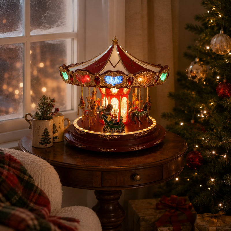 Ad Trend Carrousel Sapin de Noël avec 133 LED Ø 44 cm H 47 cm Rouge