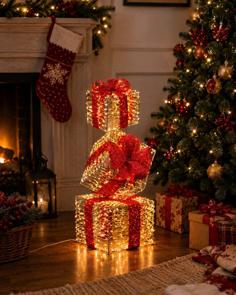 Ad Trend Tour Paquets Cadeaux de Noël Or 500 LED Intérieur/Extérieur 30x30x96 cm 1 Pcs