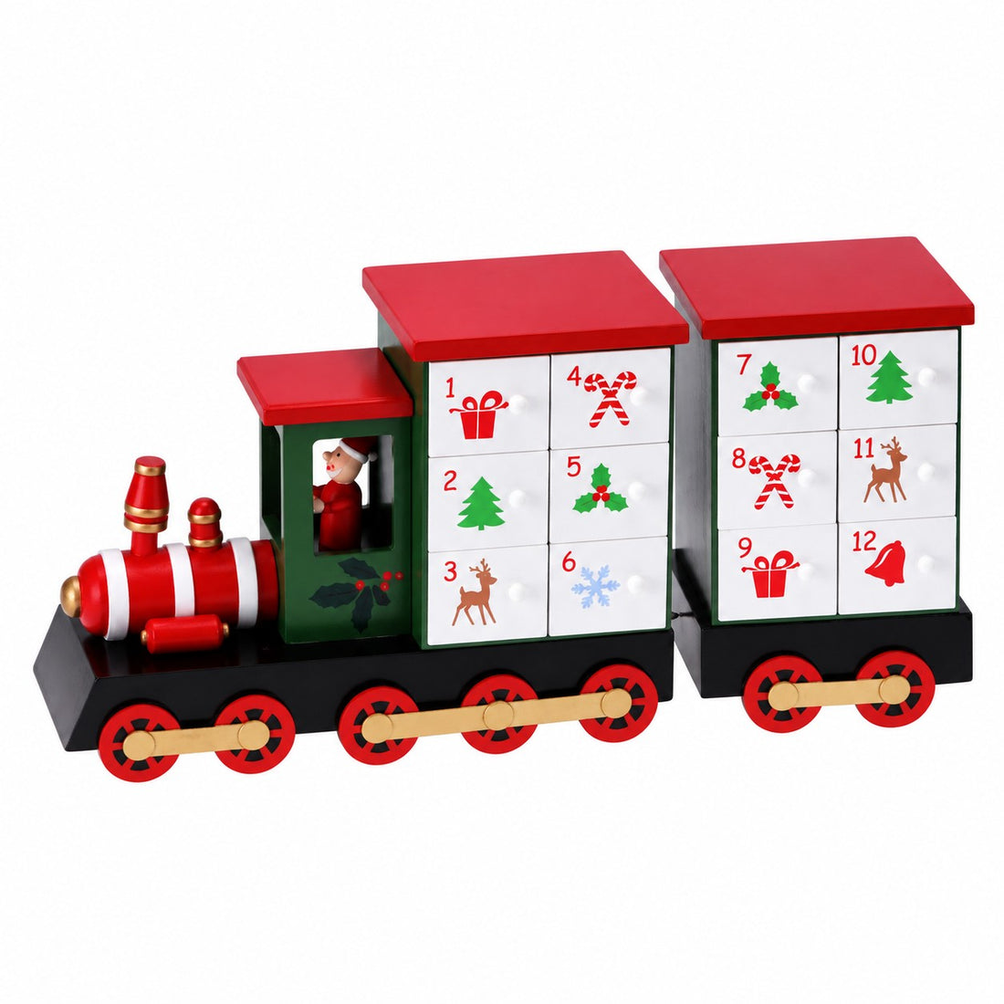 Ad Trend Calendrier de l'Avent en Forme de Locomotive Festive 40x11xH19 cm – Décoration de Noël