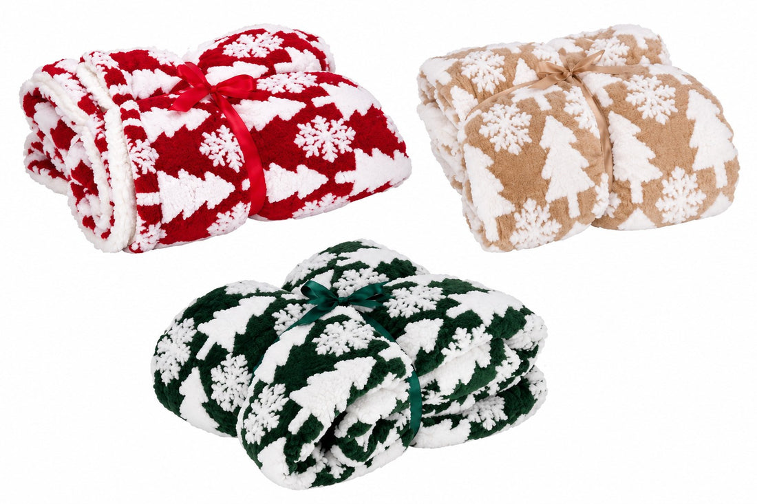 Ad Trend Couverture de Noël en Tissu Sherpa 200x220 cm Assortie 1 Pcs – Couverture Douce et Chaude pour Lit