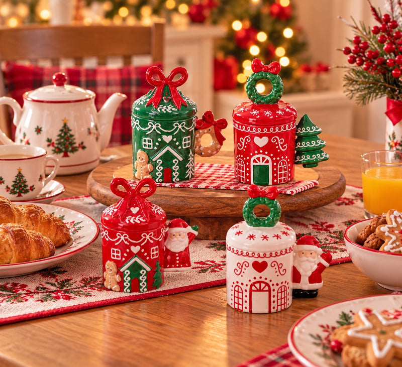 Ad Trend Tasse Noël en Céramique avec Couvercle Assortie 350 ml 1 Pcs – Accessoire Table de Noël
