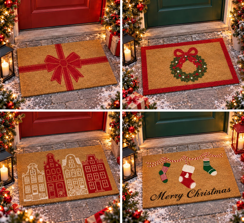 Ad Trend Zerbino Natalizio in Cocco Naturale Assortito 40x60 cm 1 Pz – Tappeto Ingresso Decorativo di Natale