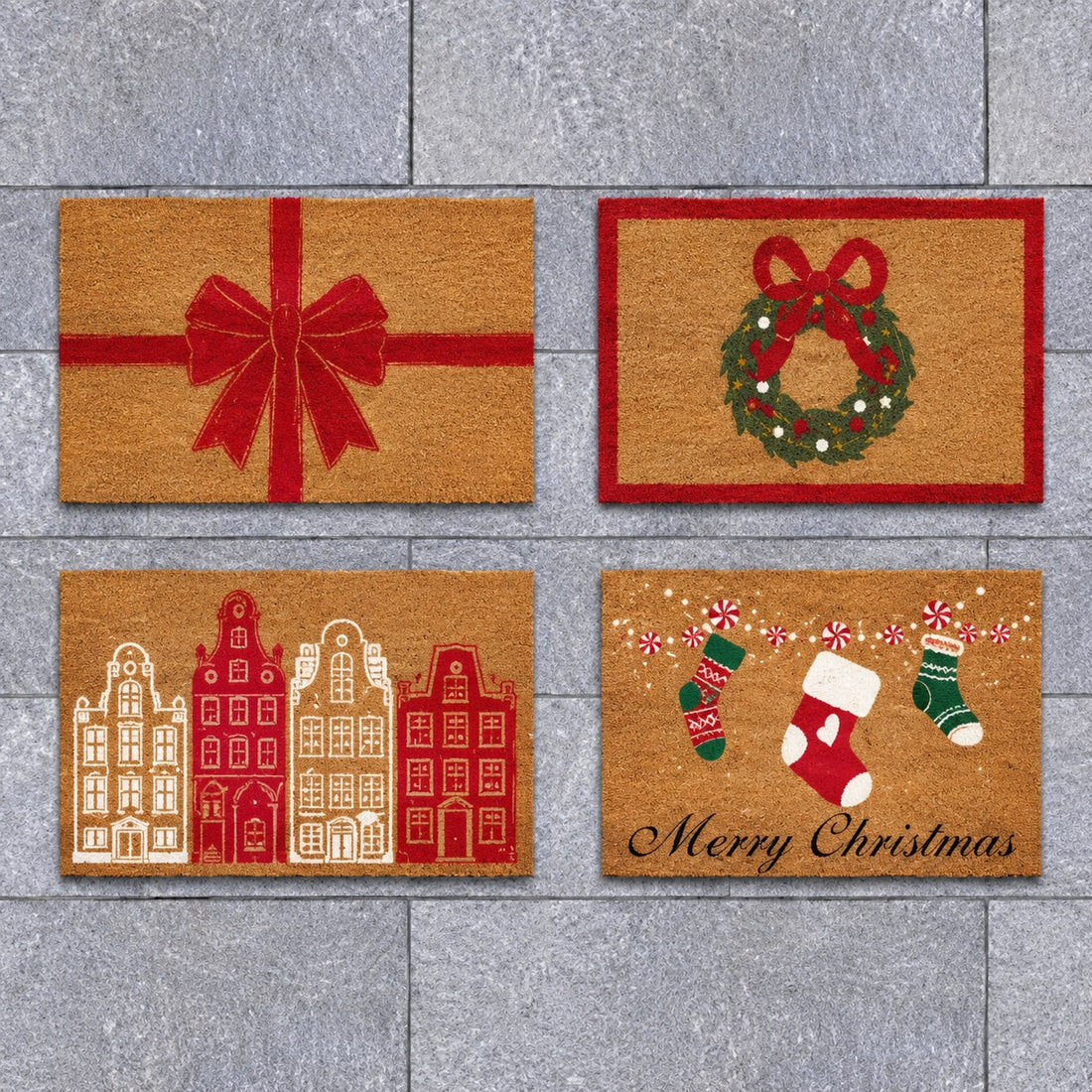 Ad Trend Zerbino Natalizio in Cocco Naturale Assortito 40x60 cm 1 Pz – Tappeto Ingresso Decorativo di Natale