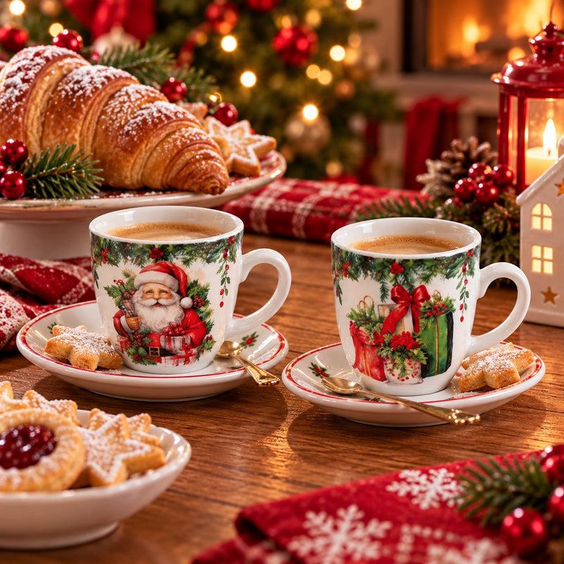 Ad Trend Set 2 Tasses Noël Ø6 cm – Tasses à Café Décoratives pour la Table de Noël