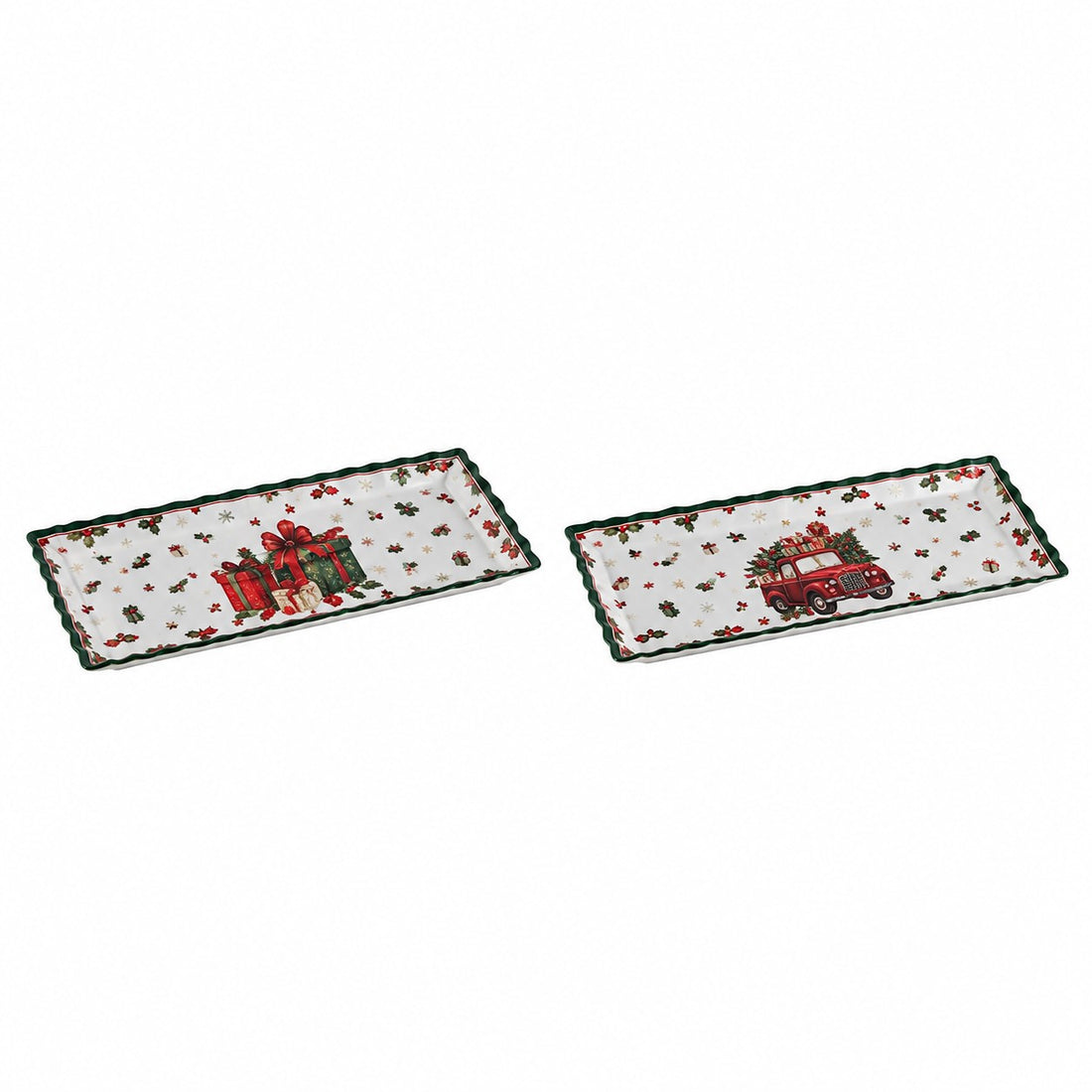 Ad Trend Assiette Rectangulaire Noël Assortie 32x16 cm 1 Pcs – Accessoire pour la Table de Noël