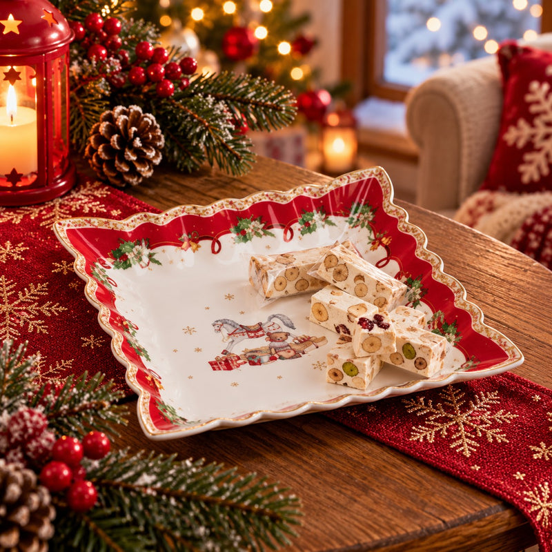 Assiette Carrée Sapin Ad Trend 23x23 cm – Accessoire pour la Table de Noël