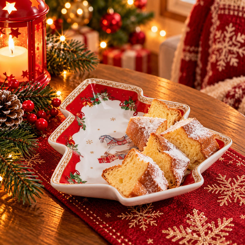 Assiette Ad Trend en Forme de Sapin de Noël en Céramique 19x16 cm – Accessoire Décoratif pour la Table de Noël