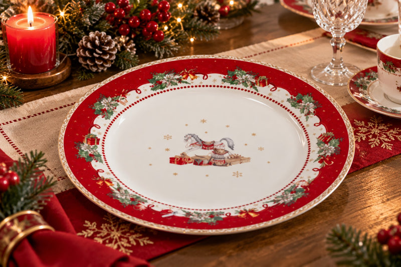 Ad Trend Petite Assiette Ronde Noël en Céramique Ø19,5 cm – Accessoire Décoratif pour Table de Noël