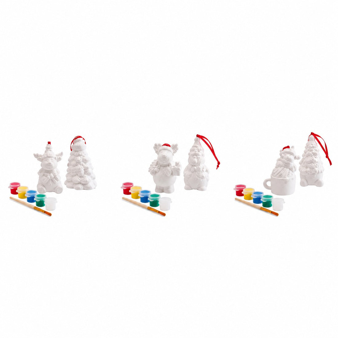 Ad Trend Set 2 Décoratives de Noël à Peindre avec Pinceau et 5 Peintures Assorties 1 Set – Kit Créatif DIY de Noël