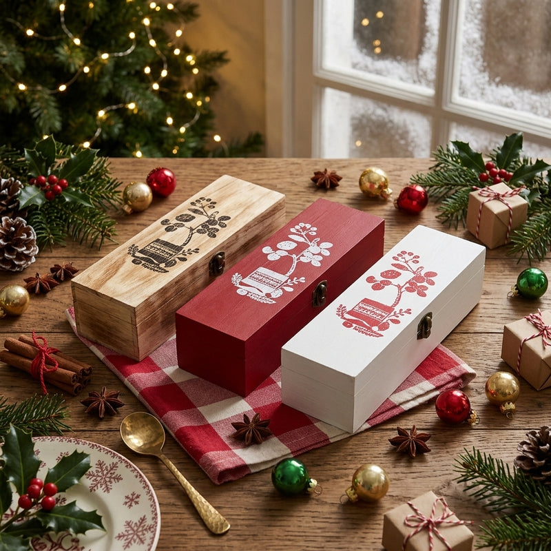 Ad Trend Porte-Bouteilles Noël en Bois pour 2 Bouteilles Assorti 36x20xH10 cm 1 Pcs – Emballage Cadeau de Noël