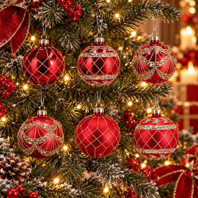 Ad Trend Boule de Noël en Verre Rouge Assortie Ø8 cm 1 Pcs – Décoration pour Sapin de Noël
