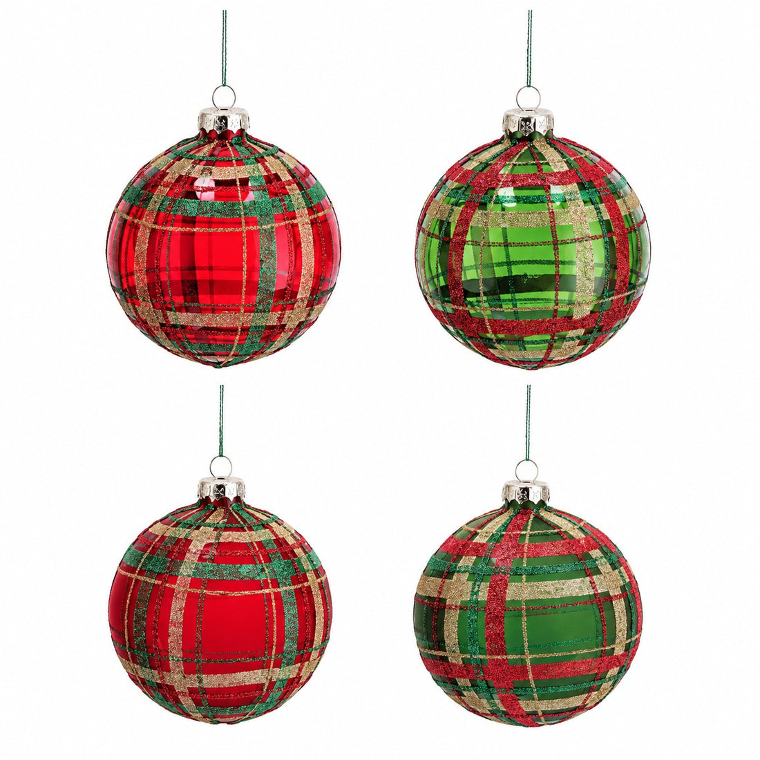 Ad Trend Boule de Noël en Verre avec Motif Tartan Assorties Ø8 cm 1 Pcs – Décoration pour Sapin de Noël