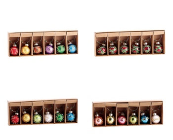 Ad Trend Set 6 Marque-Verres de Noël en Verre Forme Boule de Noël Assortis 1 Emballage – Accessoires Décoratifs pour la Table de Noël