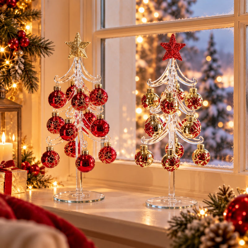 Ad Trend Petit Sapin Natalizio Décoratif avec Boules en Verre Assortis Ø10xH26 cm 1 Pcs – Décoration de Noël pour la Maison
