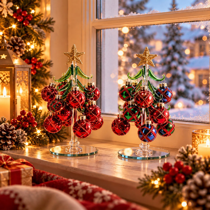 Ad Trend Petit Sapin de Noël Décoratif avec Boules en Verre Assorties Ø7xH15,5 cm 1 Pcs – Décoration de Noël pour la Maison
