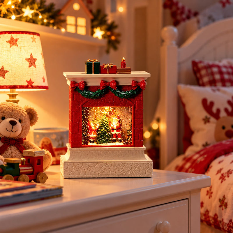 Ad Trend Foyer de Noël Décoratif avec Lumières LED et Musique 19x7xH25 cm – Décoration Lumineuse et Musicale de Noël pour la Maison