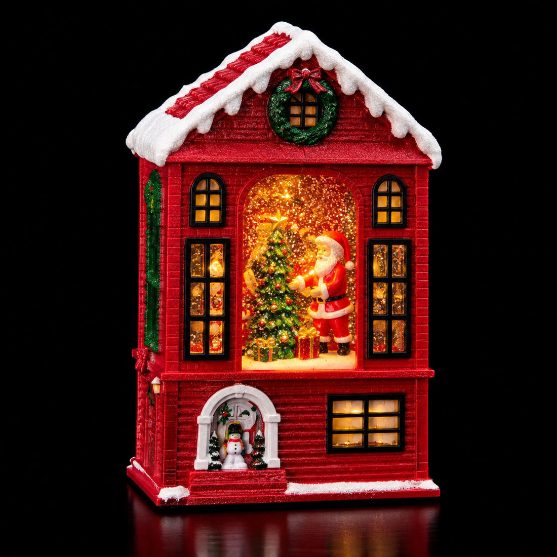 Maison du Père Noël Décorée Ad Trend en Plastique avec Lumières LED et Musique 14,5x8xH22 cm – Décoration Lumineuse et Musicale de Noël pour la Maison