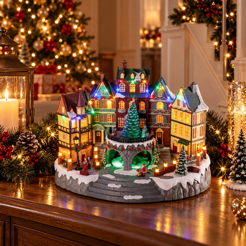 Ad Trend Paesaggio Natalizio Innevato in Plastica con 44 Luci LED 40x26,5xH31,5 cm – Decorazione Luminosa di Natale per la Casa