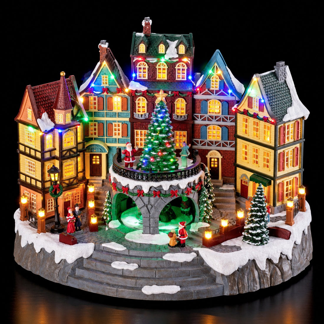 Ad Trend Paesaggio Natalizio Innevato in Plastica con 44 Luci LED 40x26,5xH31,5 cm – Decorazione Luminosa di Natale per la Casa