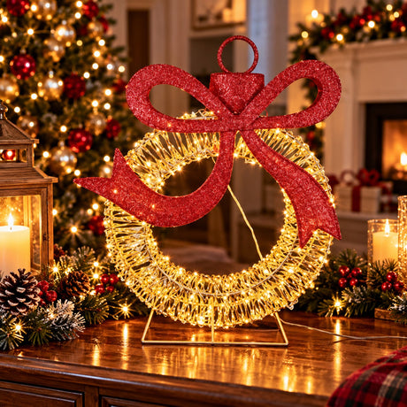 Boule de Noël Lumineuse Dorée Ad Trend en Plastique et Fer avec 400 Lumières LED IP44 48x18xH58 cm – Décoration Festive pour Extérieur
