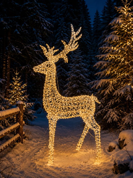 Renne de Noël Lumineuse Dorée Ad Trend avec 2400 LED Lumière Chaude IP44 110x340xH200 cm – Décoration de Noël pour Intérieur et Extérieur
