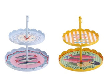 Ad Trend Alzata in Ferro a 2 Ripiani Ø28 cm Ass 1 pz – Alzata Decorativa per Dolci, Frutta, Centrotavola e Arredo Casa