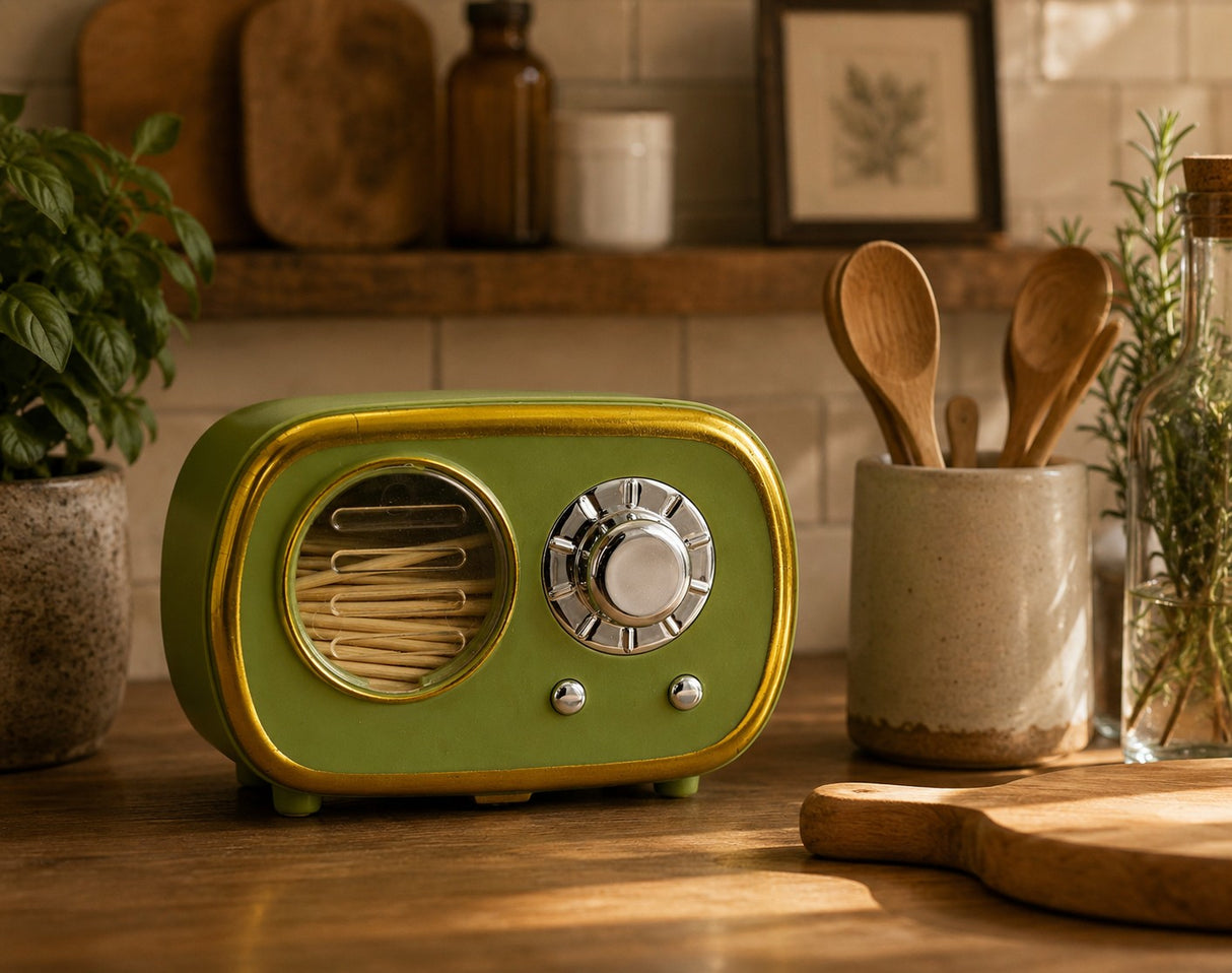 L'Arcolaio Portastuzzicadenti Radio Verde 7,5x4,5x4 cm Accessorio Originale per Tavola