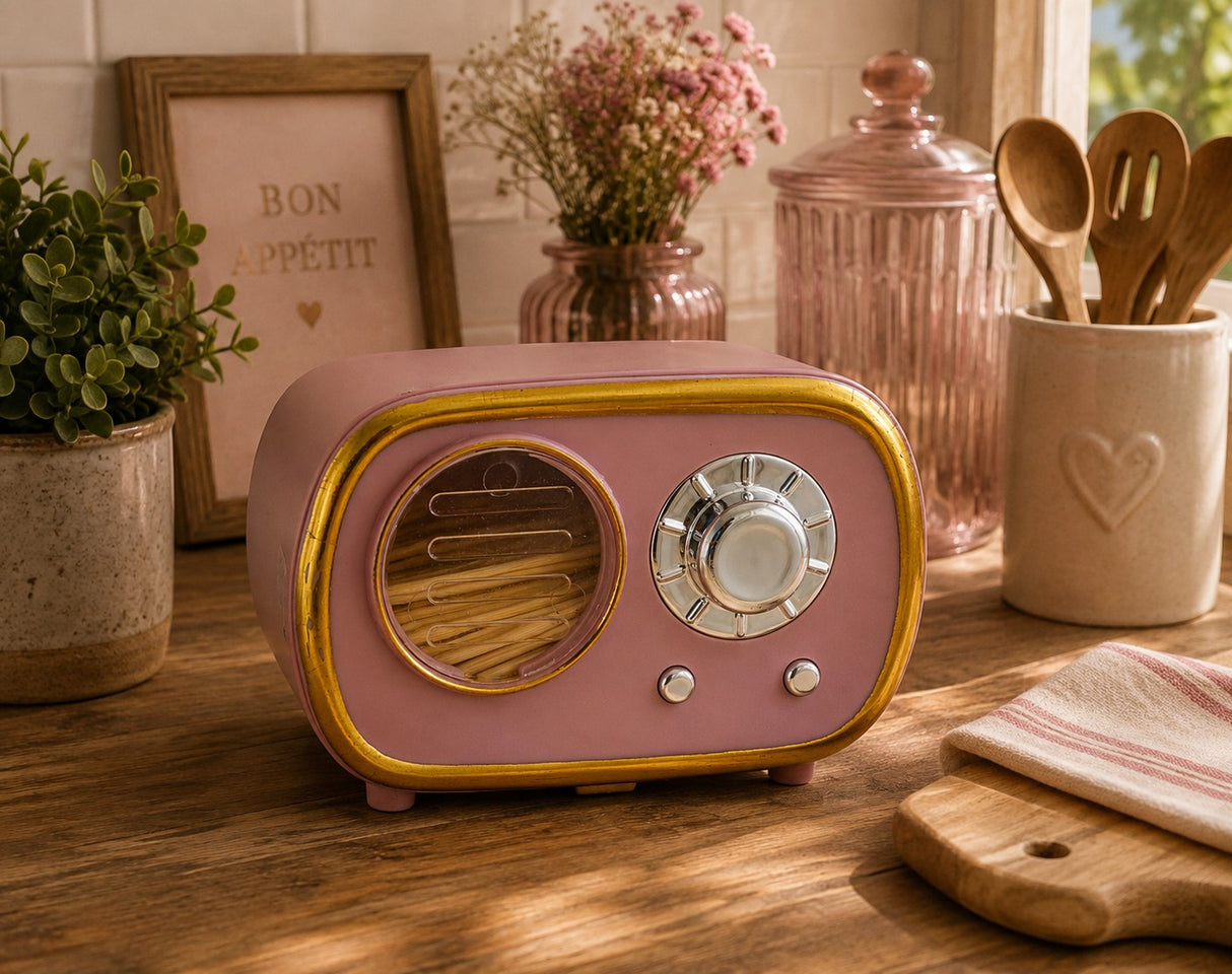L'Arcolaio Portastuzzicadenti Radio Rosa 7,5x4,5x4 cm Accessorio Originale per Tavola