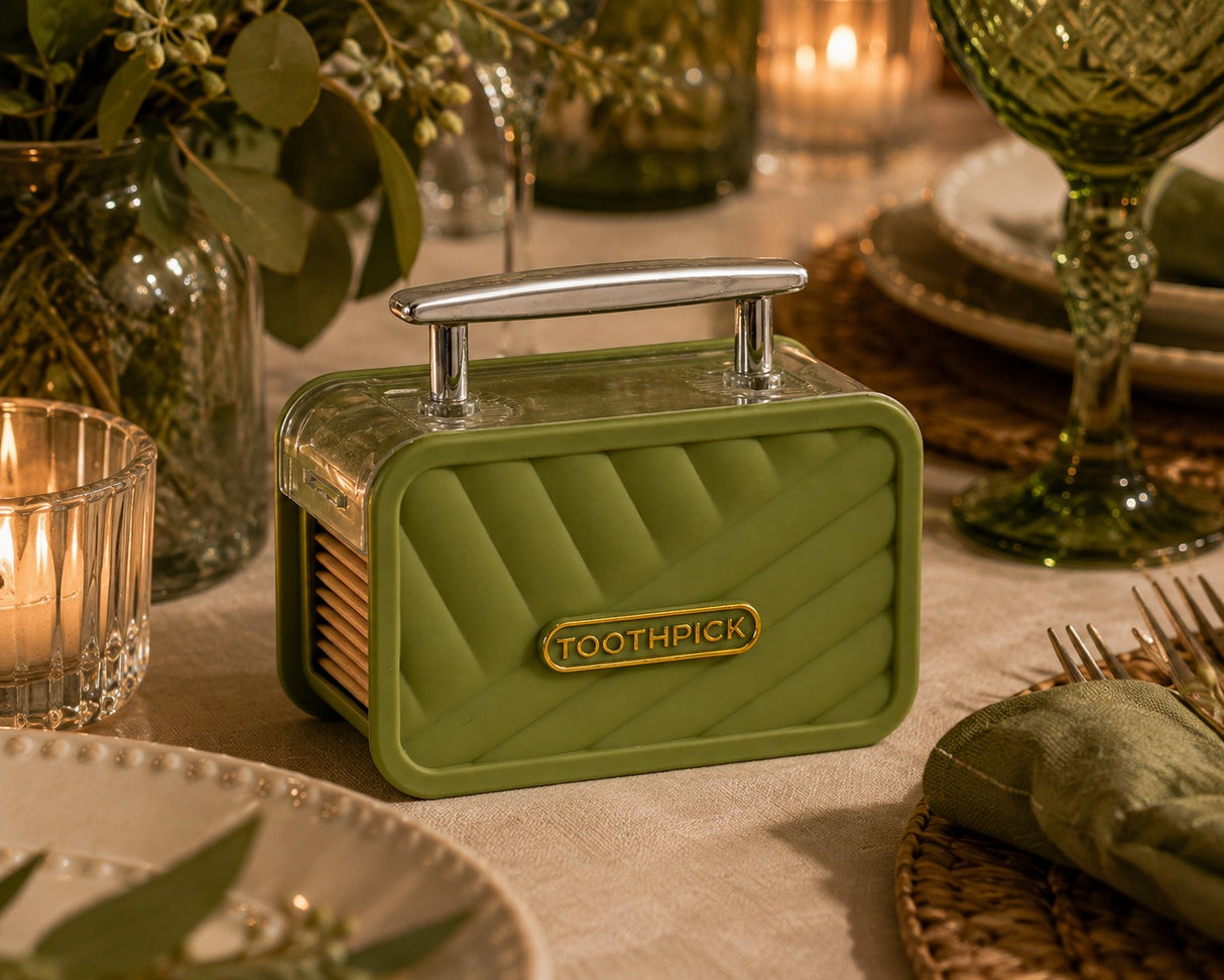 L'Arcolaio Portastuzzicadenti Valigia Verde 7,5x5x3,5 cm Accessorio Originale per Tavola