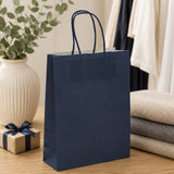 Le Sac Shopper Kraft Bleu L'Arcolaio Cadeaux Noël 18x7x24 cm Cf 10 pz