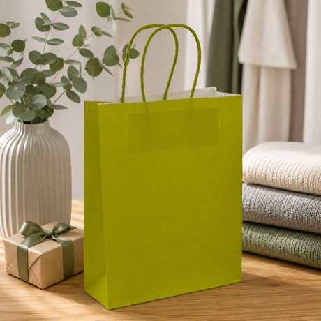 Le Cabas Shopper Kraft Lime Cadeaux de Noël 18x7x24 cm Colis 10 pcs
