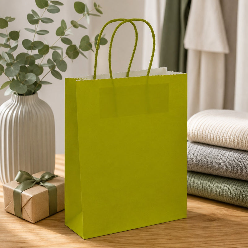 Le Cabas Shopper Kraft Lime Cadeaux de Noël 18x7x24 cm Colis 10 pcs